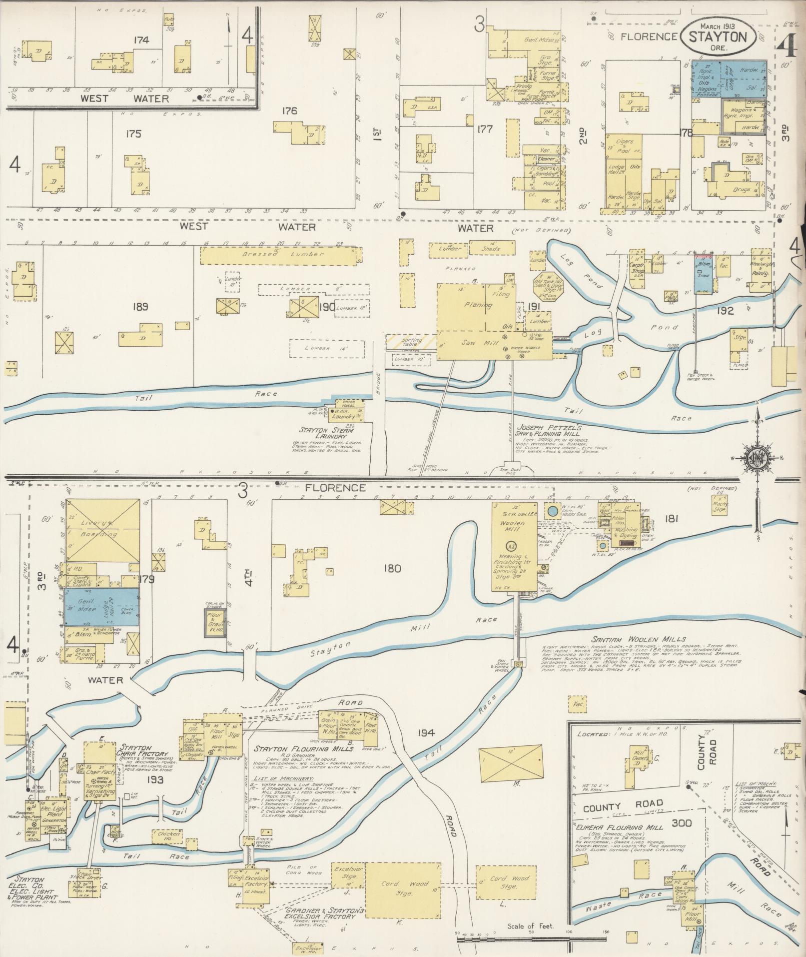 Sanborn Fire Insurance Map from Stayton, Marion County, Oregon (1913), Sheet #0004 - Complete Map Set gallery image, historic Sanborn map, vintage wall art, Oregon Oregon