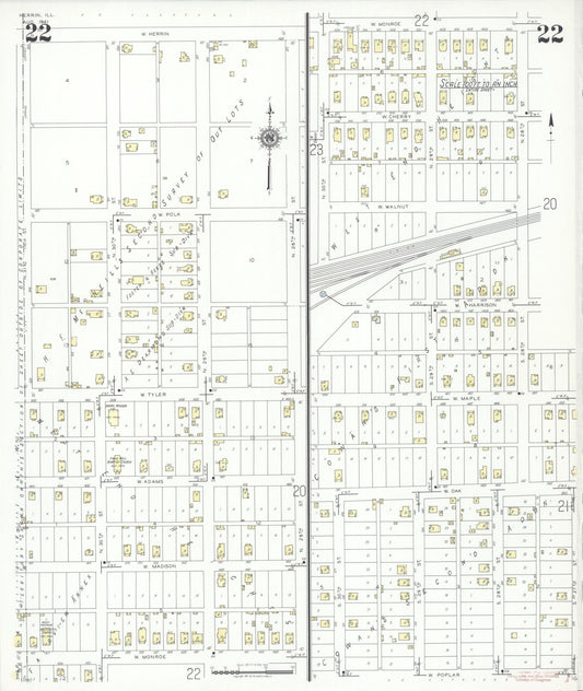 Sanborn Fire Insurance Map from Herrin, Williamson County, Illinois (1941), Sheet #0022 - Historic Sanborn Fire Insurance Map Print, vintage old map wall art, antique decor, genealogy gift, Illinois Illinois map