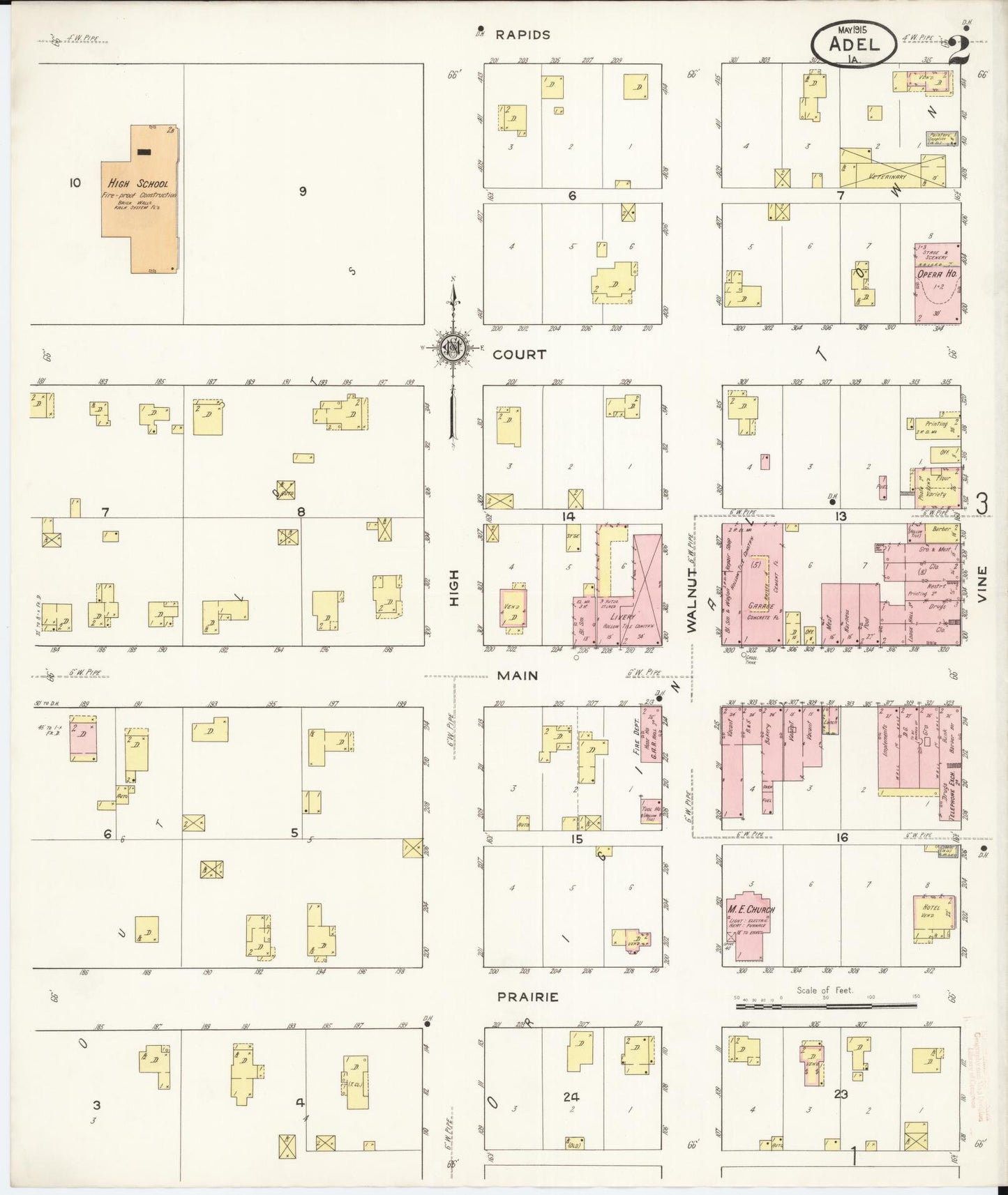 Sanborn Fire Insurance Map from Adel, Dallas County, Iowa (1915), Sheet #0002 - Historic Sanborn Fire Insurance Map Print