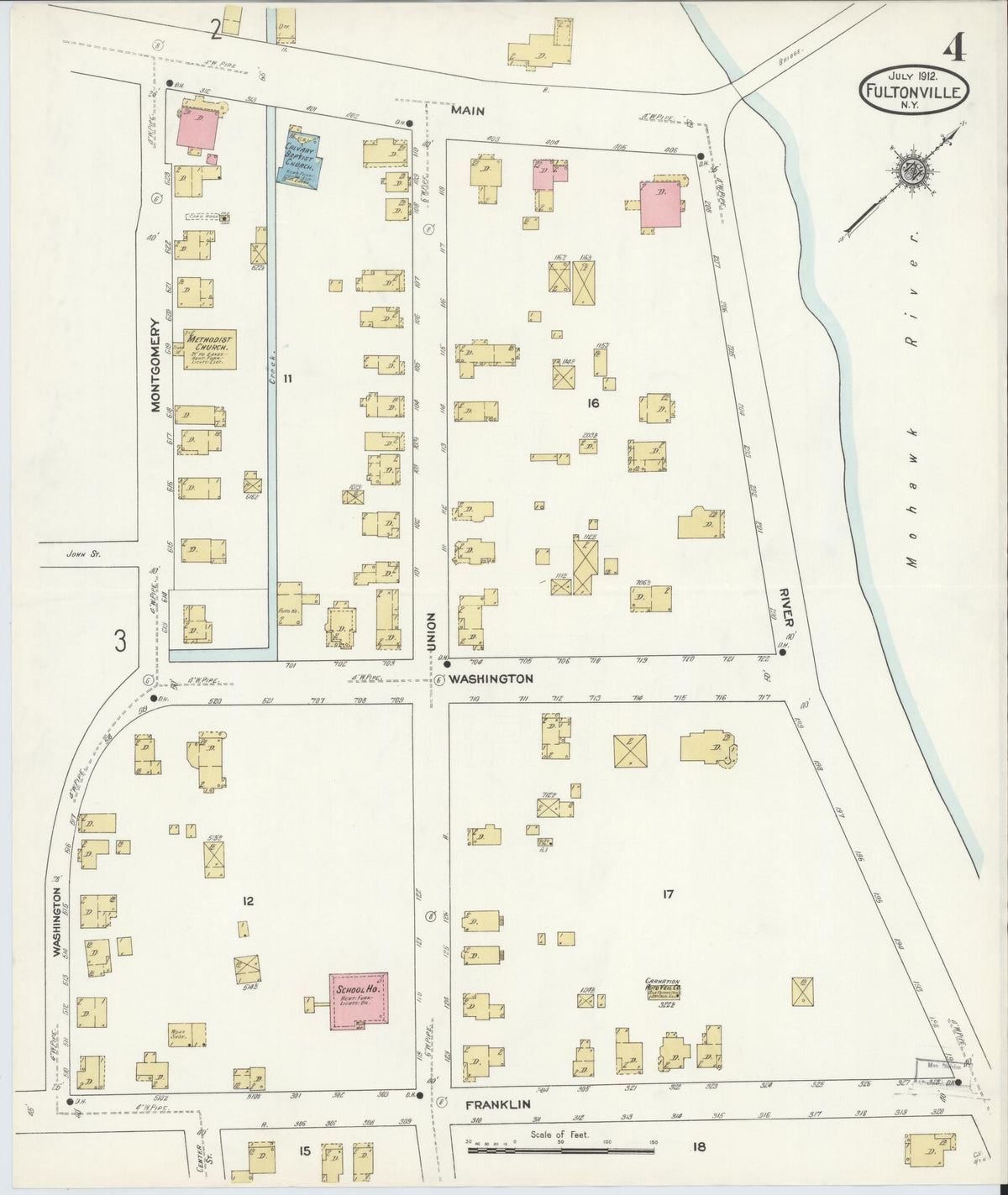 Sanborn Fire Insurance Map from Fultonville, Montgomery County, New York (1912), Sheet #0004 - Complete Map Set gallery image, historic Sanborn map, vintage wall art, New York New York
