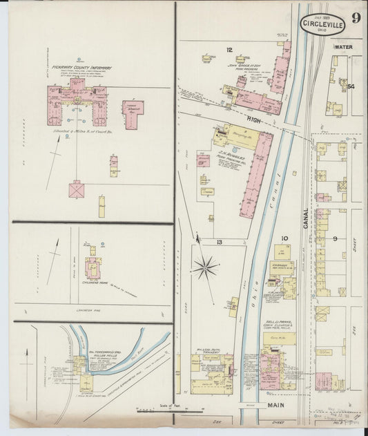 Sanborn Fire Insurance Map from Circleville, Pickaway County, Ohio (1889), Sheet #0009 - Historic Sanborn Fire Insurance Map Print, vintage old map wall art, antique decor, genealogy gift, Ohio Ohio map