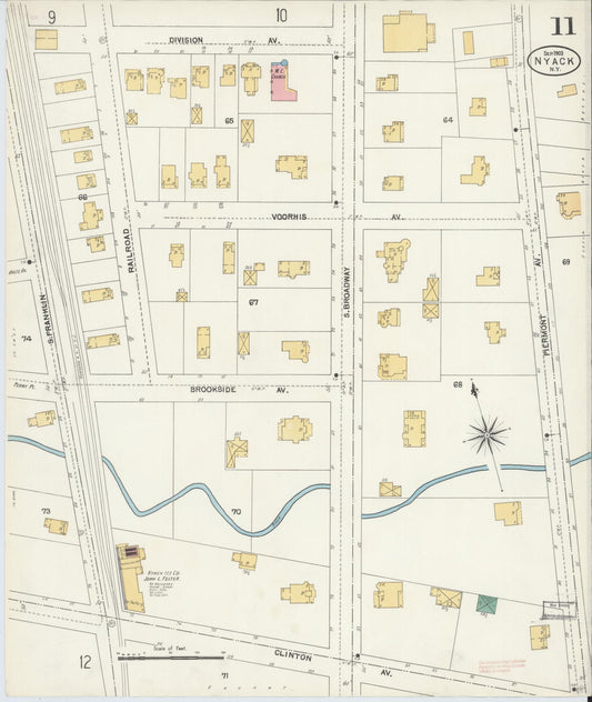 Sanborn Fire Insurance Map from Nyack, Rockland County, New York (1903), Sheet #0011 - Historic Sanborn Fire Insurance Map Print, vintage old map wall art, antique decor, genealogy gift, New York New York map