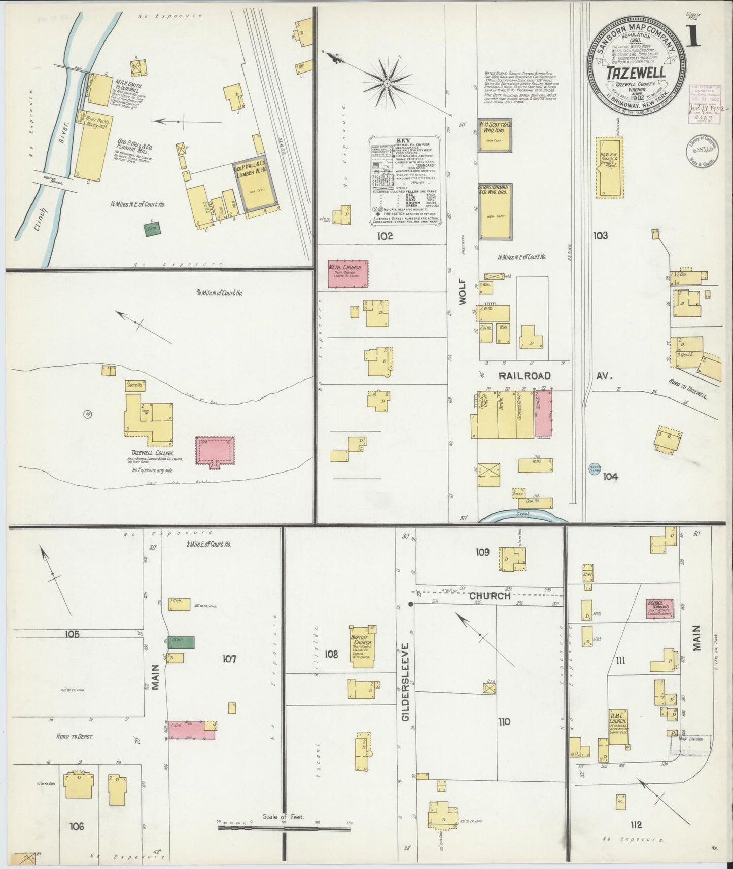 Sanborn Fire Insurance Map from Tazewell, Tazewell County, Virginia. (1902) – Historic Sanborn Fire Insurance Map Print