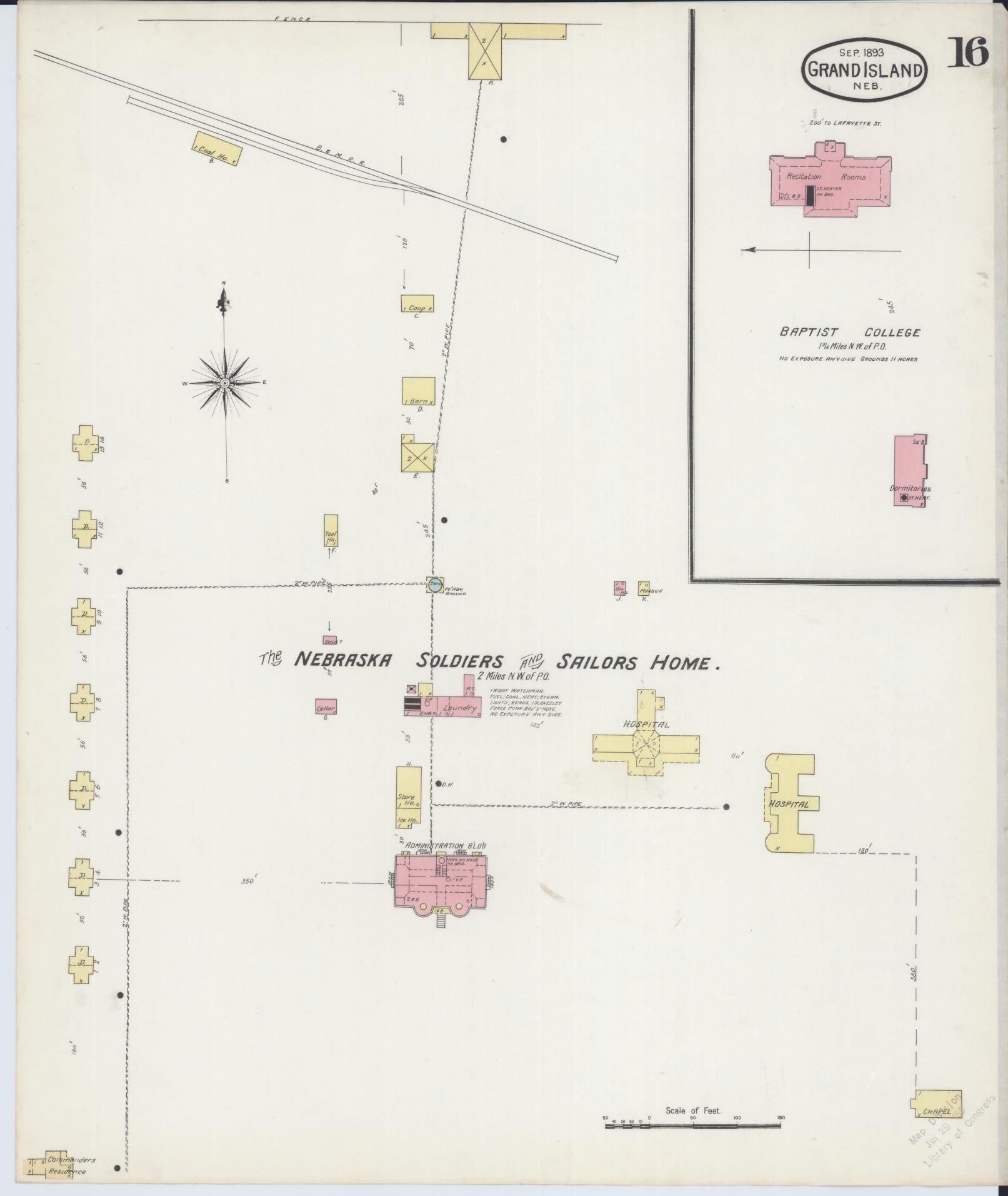 Sanborn Fire Insurance Map from Grand Island, Hall County, Nebraska (1893), Sheet #0016 - Complete Map Set gallery image, historic Sanborn map, vintage wall art, Nebraska Nebraska