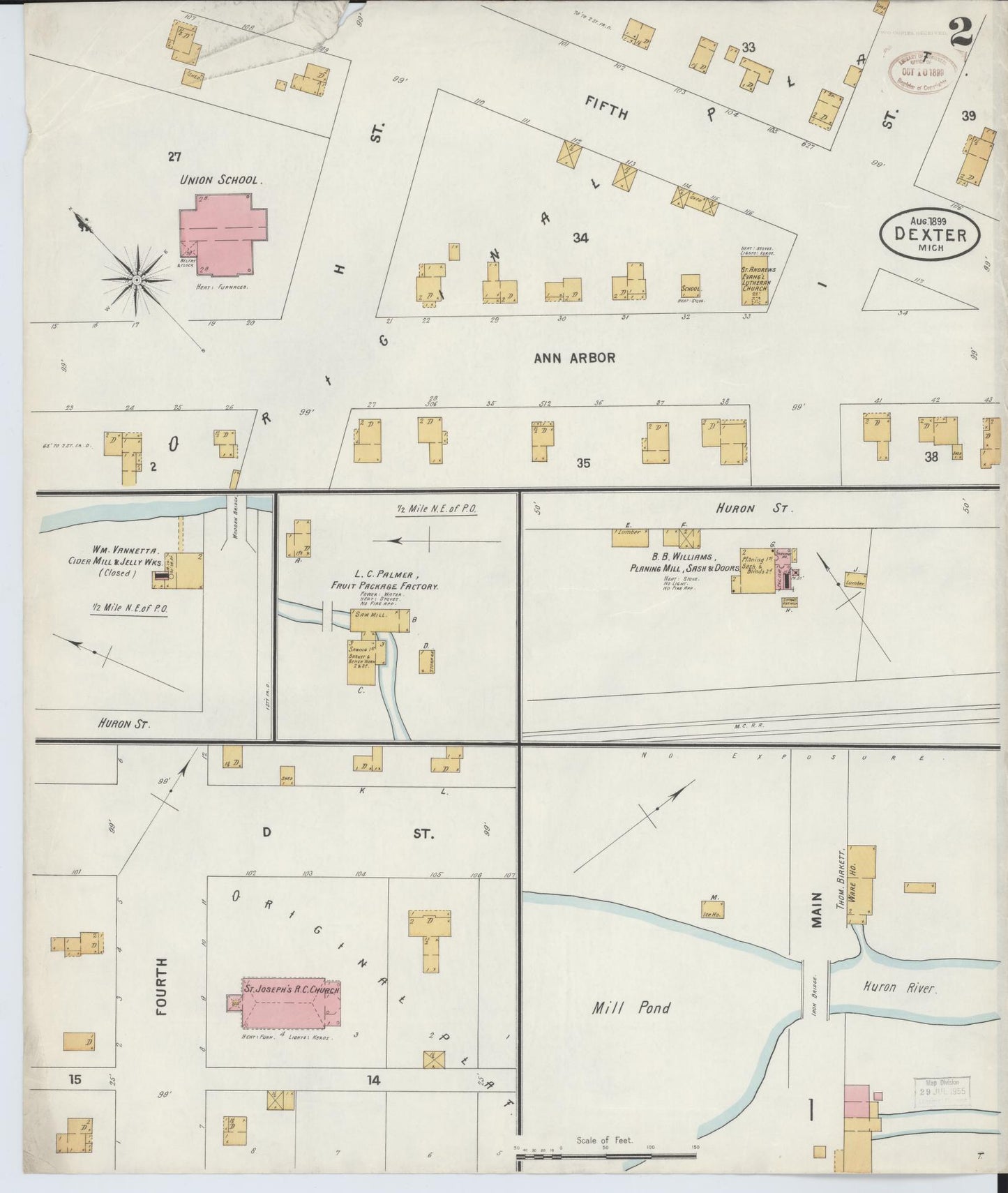 Sanborn Fire Insurance Map from Dexter, Washtenaw County, Michigan (1899), Sheet #0002 - Historic Sanborn Fire Insurance Map Print, vintage old map wall art, antique decor, genealogy gift, Michigan Michigan map