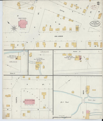 Sanborn Fire Insurance Map from Dexter, Washtenaw County, Michigan (1899), Sheet #0002 - Historic Sanborn Fire Insurance Map Print, vintage old map wall art, antique decor, genealogy gift, Michigan Michigan map