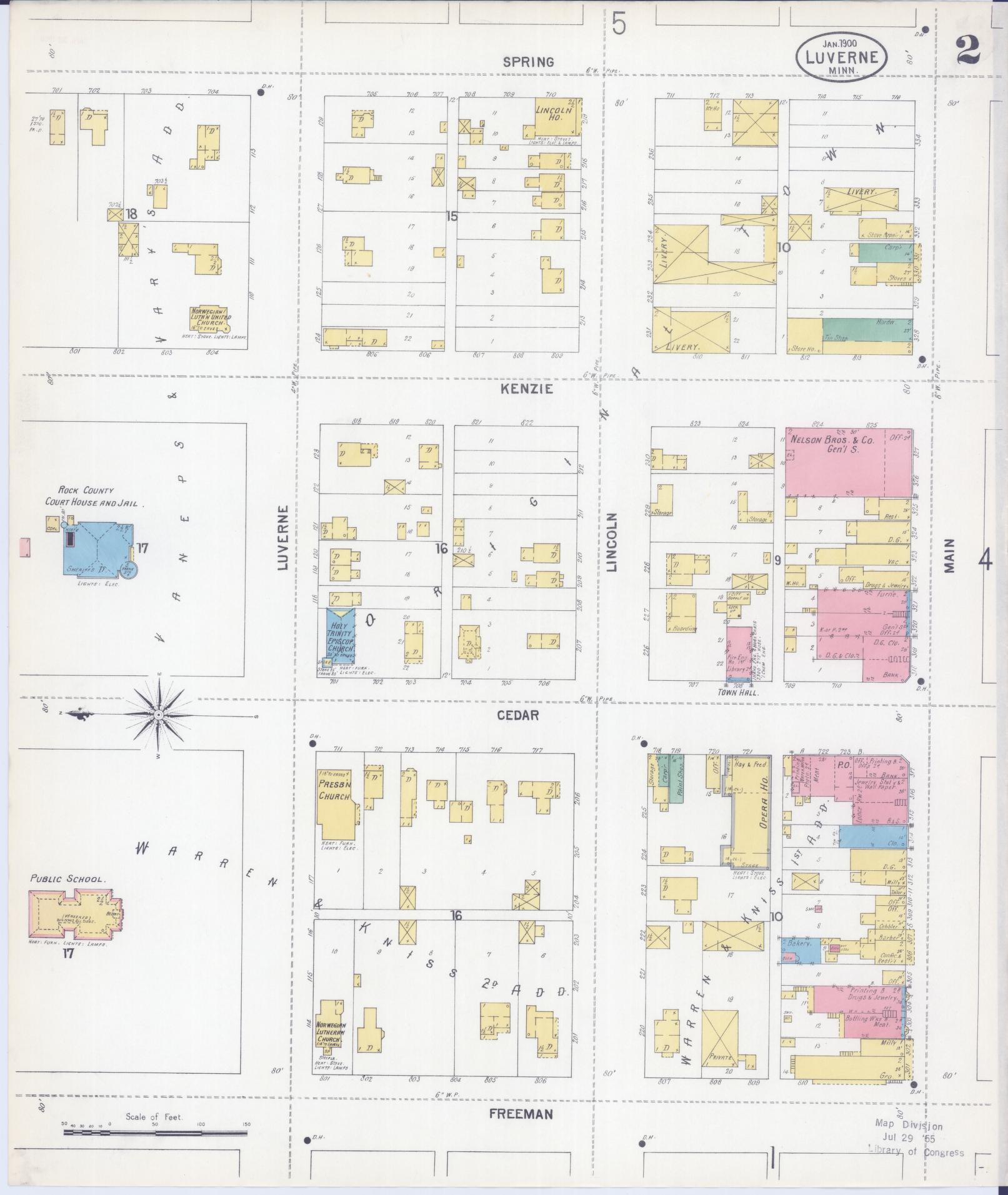 Sanborn Fire Insurance Map from Luverne, Rock County, Minnesota (1900), Sheet #0002 - Historic Sanborn Fire Insurance Map Print, vintage old map wall art, antique decor, genealogy gift, Minnesota Minnesota map