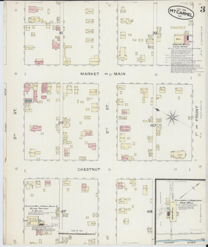 Sanborn Fire Insurance Map from Mount Carmel, Wabash County, Illinois (1886), Sheet #0003 - Complete Map Set gallery image, historic Sanborn map, vintage wall art, Illinois Illinois