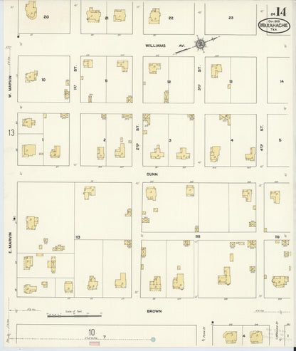 Sanborn Fire Insurance Map from Waxahachie, Ellis County, Texas (1909), Sheet #0014 - Complete Map Set gallery image, historic Sanborn map, vintage wall art, Texas Texas
