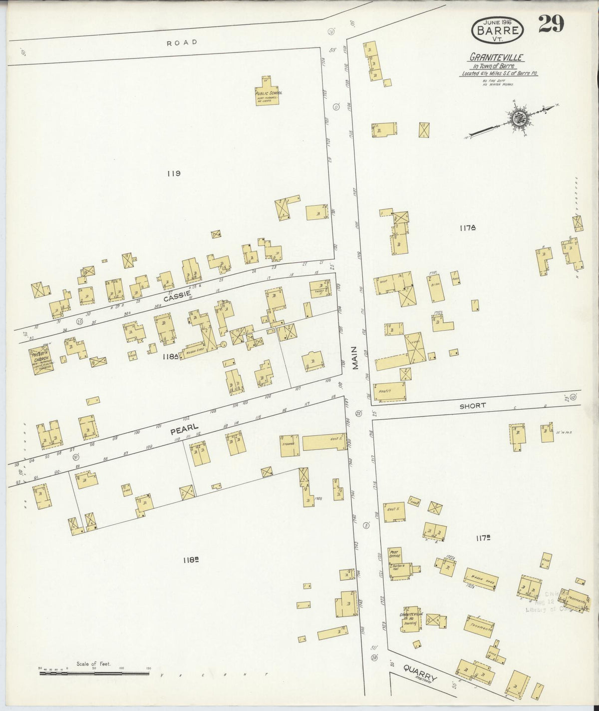Sanborn Fire Insurance Map from Barre, Washington County, Vermont (1916), Sheet #0029 - Historic Sanborn Fire Insurance Map Print, vintage old map wall art, antique decor, genealogy gift, Vermont Vermont map
