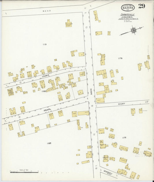 Sanborn Fire Insurance Map from Barre, Washington County, Vermont (1916), Sheet #0029 - Historic Sanborn Fire Insurance Map Print, vintage old map wall art, antique decor, genealogy gift, Vermont Vermont map