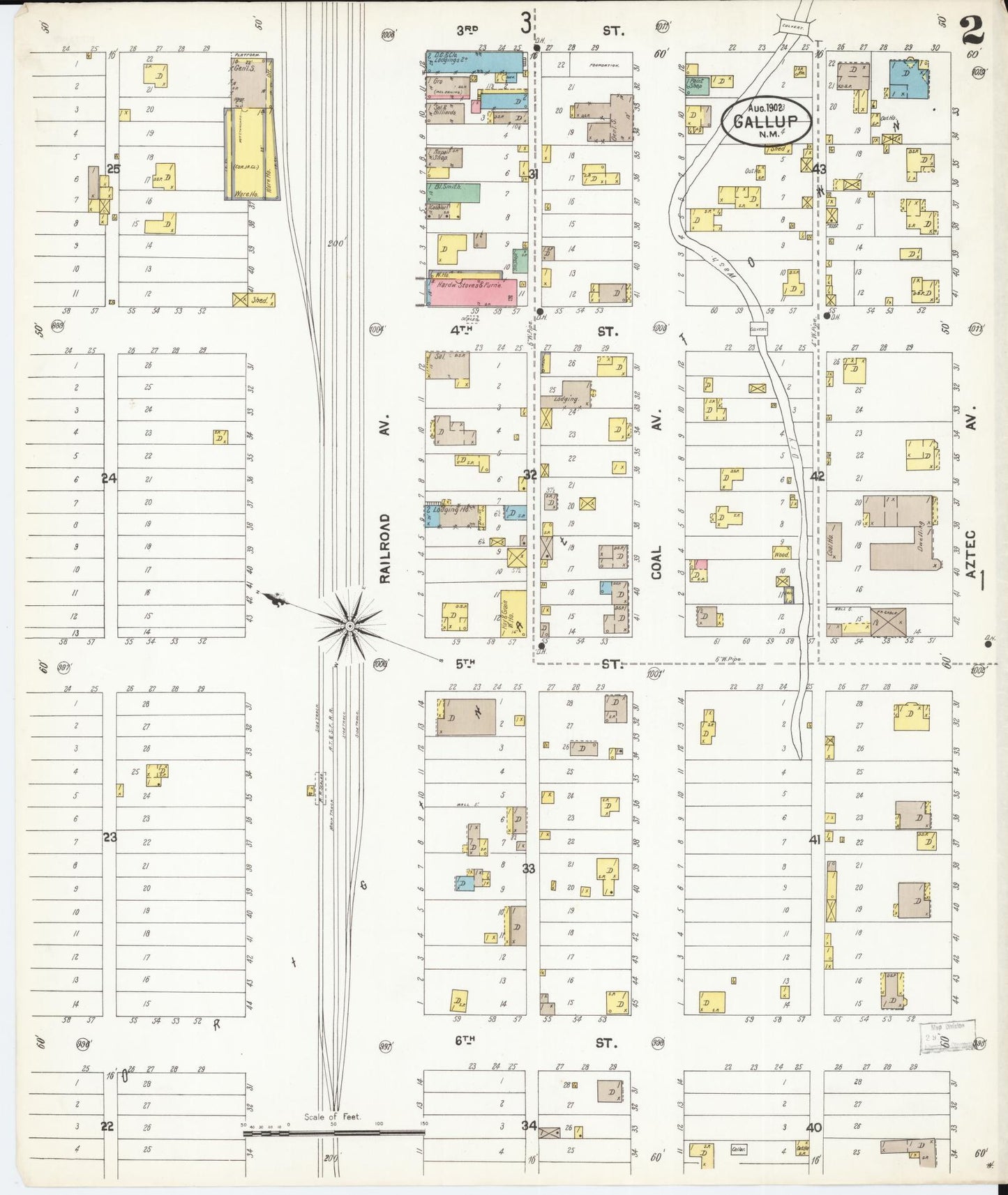 Sanborn Fire Insurance Map from Gallup, Mckinley County, New Mexico (1902), Sheet #0002 - Complete Map Set gallery image, historic Sanborn map, vintage wall art, New Mexico New Mexico
