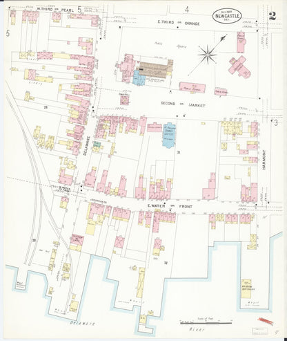Sanborn Fire Insurance Map from New Castle, New Castle County, Delaware (1907), Sheet #0002 - Complete Map Set gallery image, historic Sanborn map, vintage wall art, Delaware Delaware