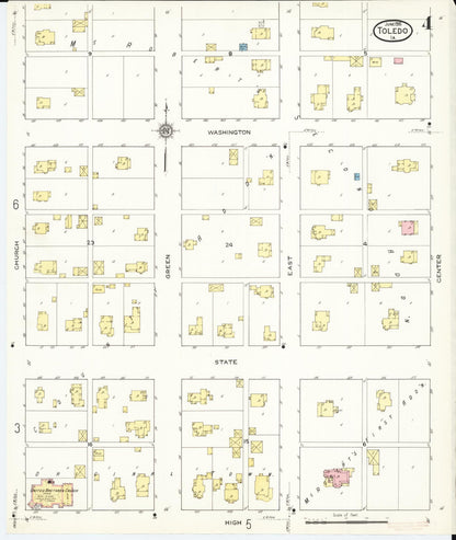 Sanborn Fire Insurance Map from Toledo, Tama County, Iowa (1915), Sheet #0004 - Historic Sanborn Fire Insurance Map Print, vintage old map wall art