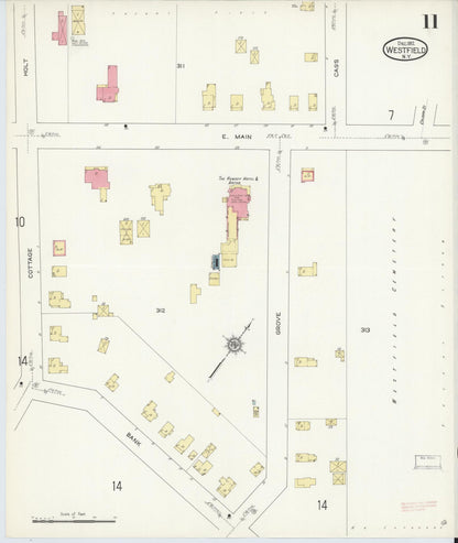 Sanborn Fire Insurance Map from Westfield, Chautauqua County, New York (1912), Sheet #0011 - Historic Sanborn Fire Insurance Map Print, vintage old map wall art, antique decor, genealogy gift, New York New York map