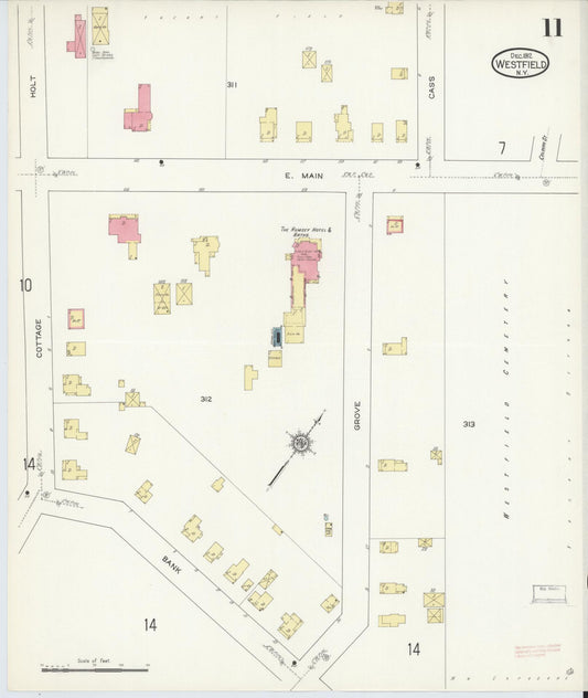 Sanborn Fire Insurance Map from Westfield, Chautauqua County, New York (1912), Sheet #0011 - Historic Sanborn Fire Insurance Map Print, vintage old map wall art, antique decor, genealogy gift, New York New York map