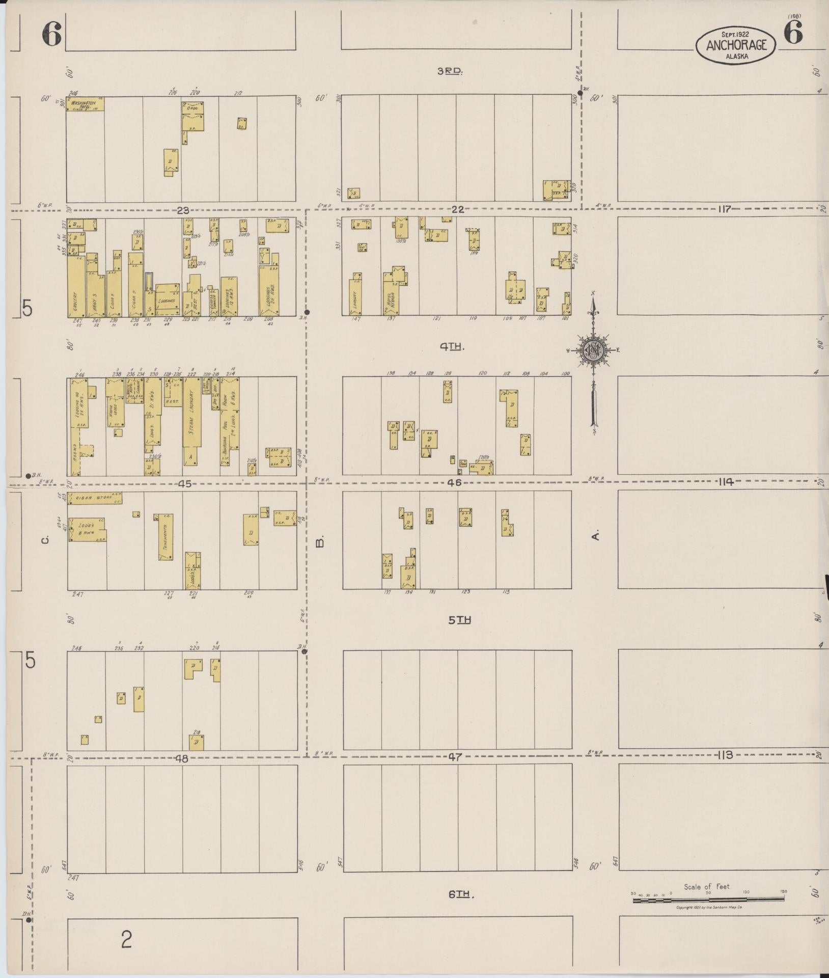Sanborn Fire Insurance Map from Anchorage, Anchorage Census Division, Alaska (1922), Sheet #0006 - Historic Sanborn Fire Insurance Map Print, vintage old map wall art, antique decor, genealogy gift, Alaska Alaska map