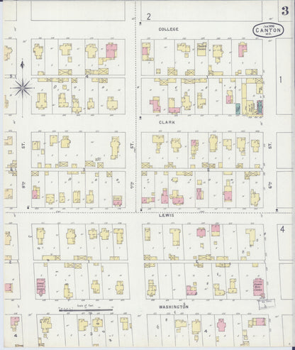 Sanborn Fire Insurance Map from Canton, Lewis County, Missouri (1896), Sheet #0003 - Complete Map Set gallery image, historic Sanborn map, vintage wall art, Missouri Missouri