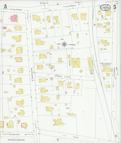 Sanborn Fire Insurance Map from Camden, Ouachita County, Arkansas (1930), Sheet #0005 - Complete Map Set gallery image, historic Sanborn map, vintage wall art, Arkansas Arkansas