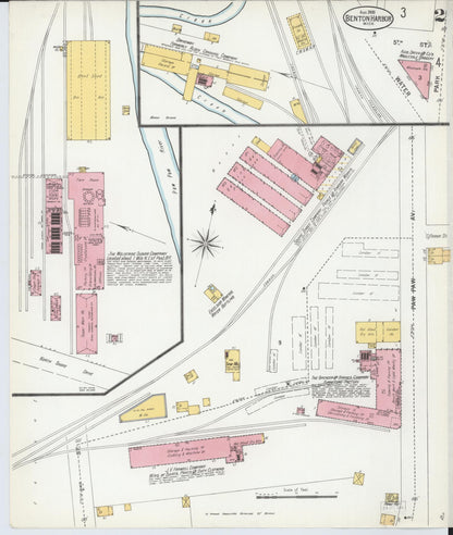 Sanborn Fire Insurance Map from Benton Harbor, Berrien County, Michigan (1900), Sheet #0002 - Historic Sanborn Fire Insurance Map Print, vintage old map wall art, antique decor, genealogy gift, Michigan Michigan map