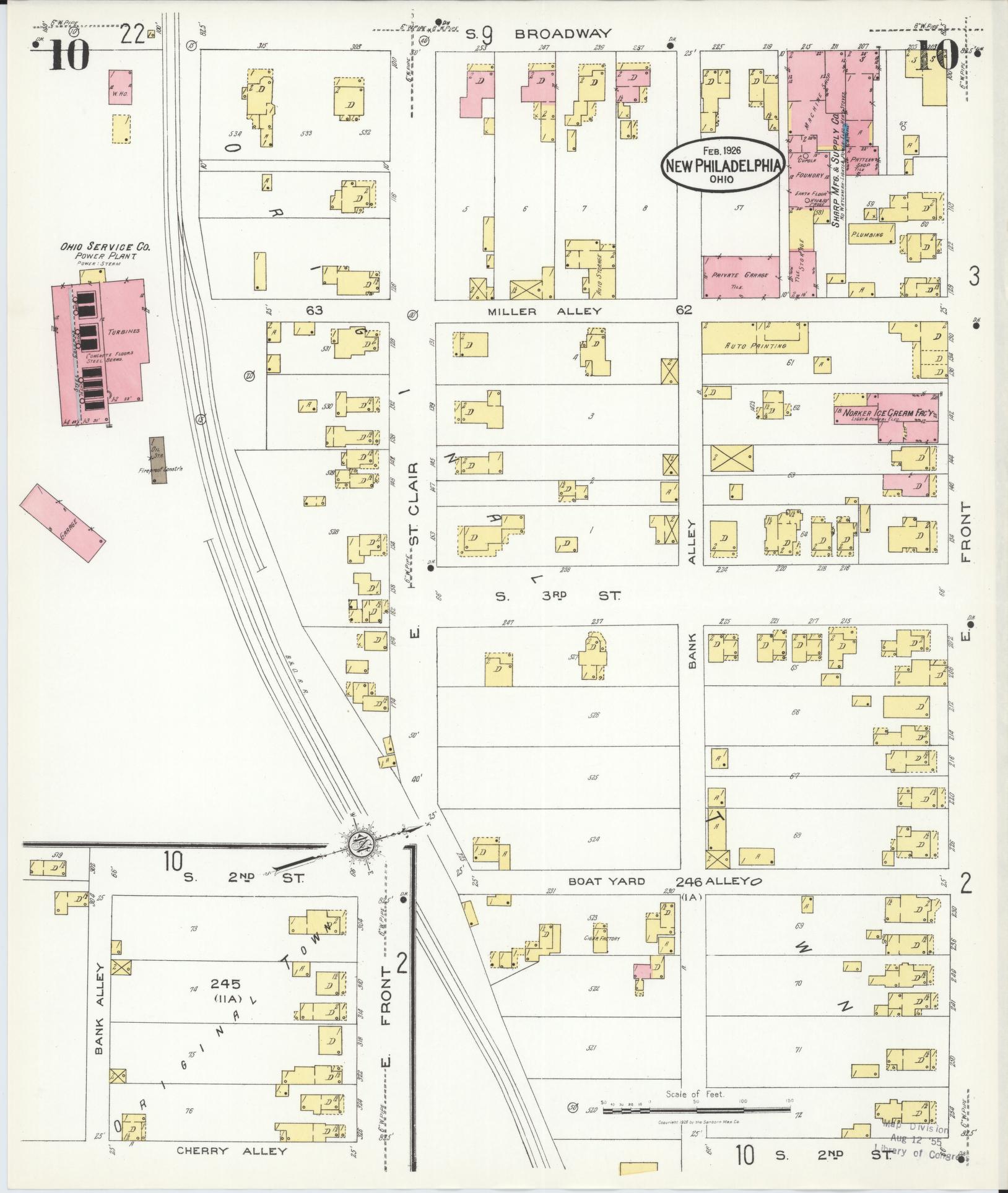 Sanborn Fire Insurance Map from New Philadelphia, Tuscarawas County, Ohio (1926), Sheet #0010 - Historic Sanborn Fire Insurance Map Print, vintage old map wall art, antique decor, genealogy gift, Ohio Ohio map