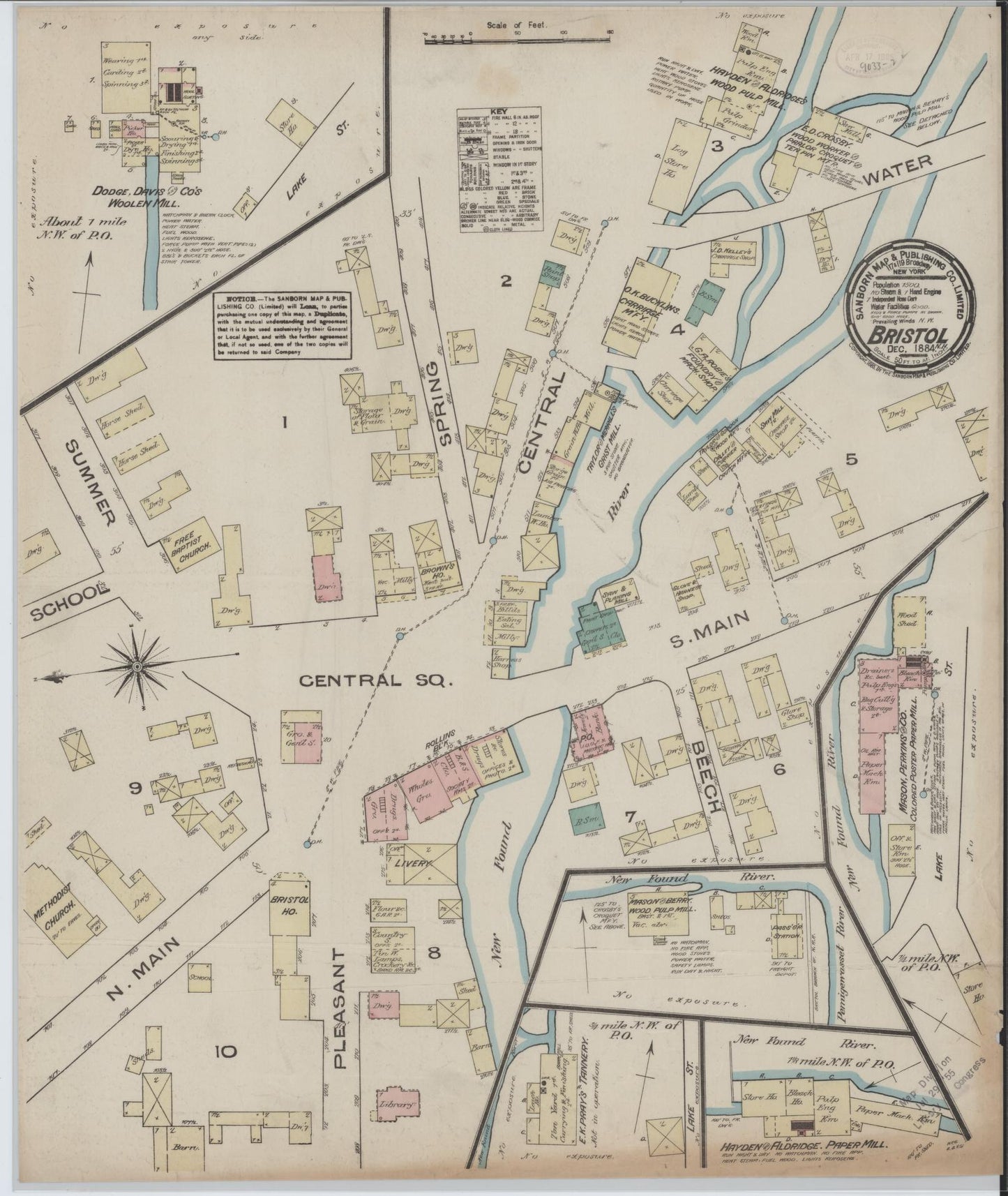 Sanborn Fire Insurance Map from Bristol, Grafton County, New Hampshire. (1884) – Historic Sanborn Fire Insurance Map Print