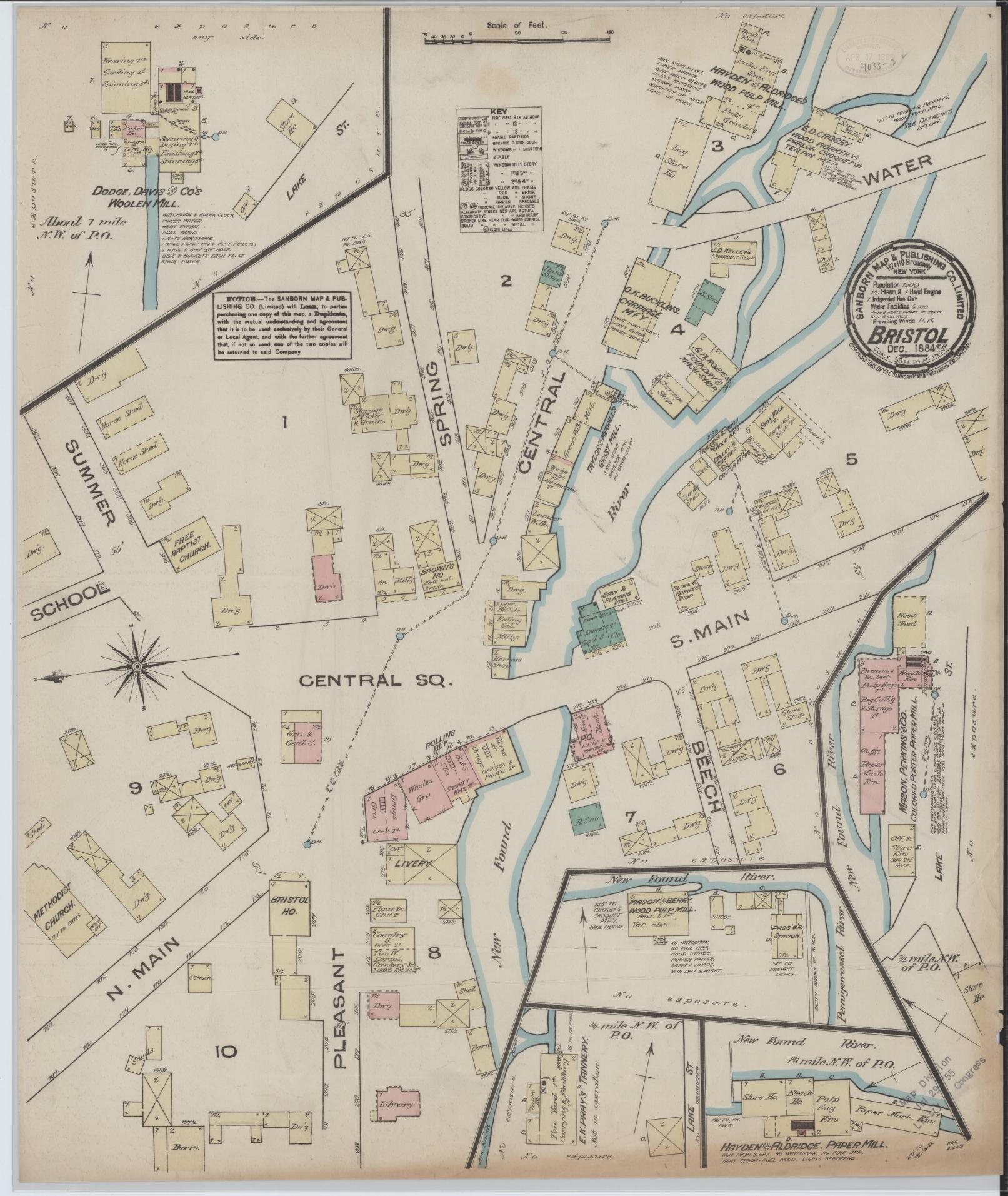 Sanborn Fire Insurance Map from Bristol, Grafton County, New Hampshire. (1884) – Historic Sanborn Fire Insurance Map Print