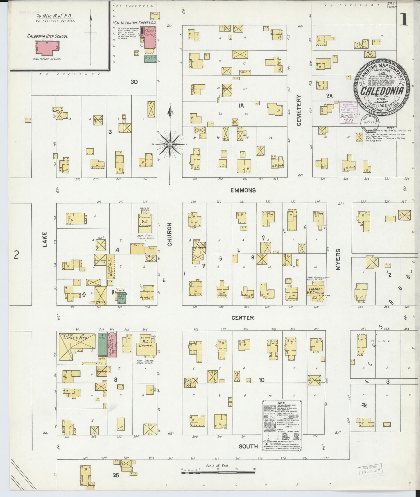 Sanborn Fire Insurance Map from Caledonia, Kent County, Michigan (1902), Sheet #0001 - Complete Map Set gallery image, historic Sanborn map, vintage wall art, Michigan Michigan