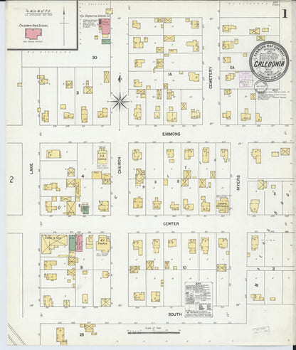 Sanborn Fire Insurance Map from Caledonia, Kent County, Michigan (1902), Sheet #0001 - Complete Map Set gallery image, historic Sanborn map, vintage wall art, Michigan Michigan