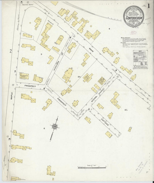 Sanborn Fire Insurance Map from Contoocook, Merrimack County, New Hampshire (1911), Sheet #0001 - Historic Sanborn Fire Insurance Map Print, vintage old map wall art, antique decor, genealogy gift, New Hampshire New Hampshire map