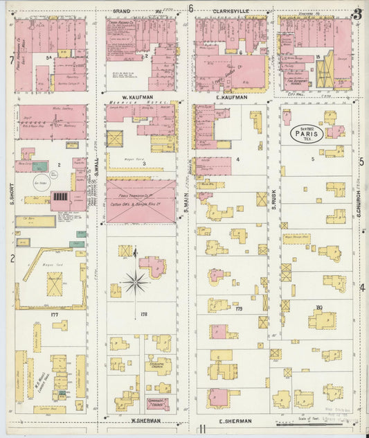 Sanborn Fire Insurance Map from Paris, Lamar County, Texas (1902), Sheet #0003 - Historic Sanborn Fire Insurance Map Print, vintage old map wall art, antique decor, genealogy gift, Texas Texas map