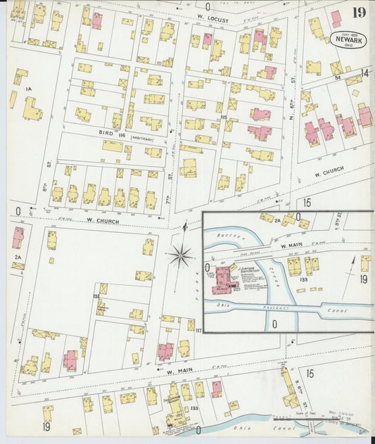 Sanborn Fire Insurance Map from Newark, Licking County, Ohio (1899), Sheet #0019 - Historic Sanborn Fire Insurance Map Print, vintage old map wall art, antique decor, genealogy gift, Ohio Ohio map