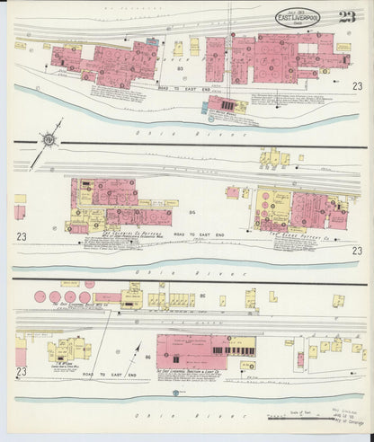 Sanborn Fire Insurance Map from East Liverpool, Columbiana County, Ohio (1913), Sheet #0023 - Historic Sanborn Fire Insurance Map Print, vintage old map wall art, antique decor, genealogy gift, Ohio Ohio map