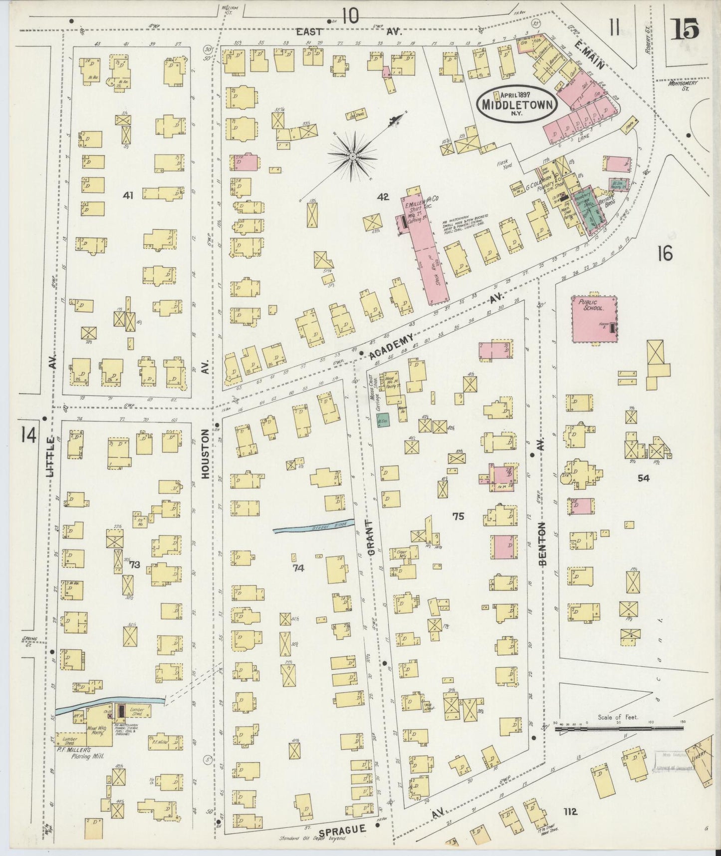 Sanborn Fire Insurance Map from Middletown, Orange County, New York (1897), Sheet #0015 - Complete Map Set gallery image, historic Sanborn map, vintage wall art, New York New York
