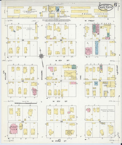 Sanborn Fire Insurance Map from North Platte, Lincoln County, Nebraska (1909), Sheet #0006 - Complete Map Set gallery image, historic Sanborn map, vintage wall art, Nebraska Nebraska