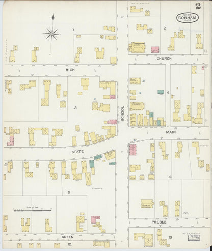 Sanborn Fire Insurance Map from Gorham, Cumberland County, Maine (1892), Sheet #0002 - Complete Map Set gallery image, historic Sanborn map, vintage wall art, Maine Maine