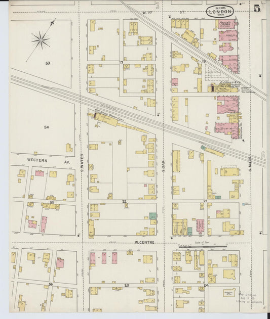 Sanborn Fire Insurance Map from London, Madison County, Ohio (1895), Sheet #0005 - Historic Sanborn Fire Insurance Map Print, vintage old map wall art, antique decor, genealogy gift, Ohio Ohio map