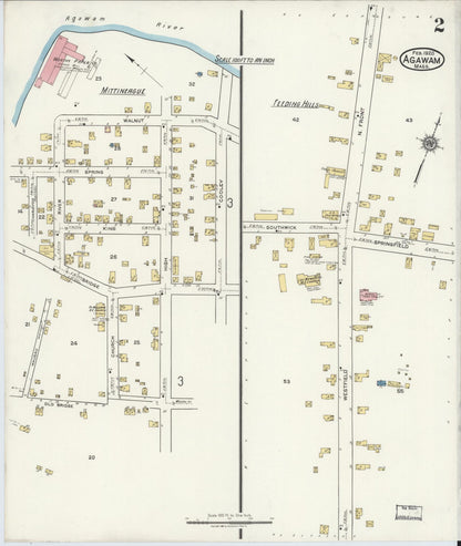 Sanborn Fire Insurance Map from Agawam, Hampden County, Massachusetts (1920), Sheet #0002 - Complete Map Set gallery image, historic Sanborn map, vintage wall art, Massachusetts Massachusetts