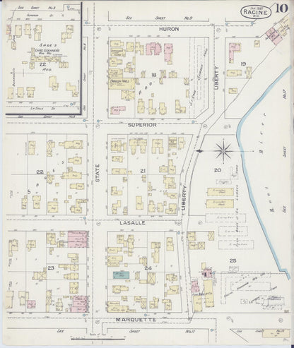 Sanborn Fire Insurance Map from Racine, Racine County, Wisconsin (1887), Sheet #0010 - Complete Map Set gallery image, historic Sanborn map, vintage wall art, Wisconsin Wisconsin