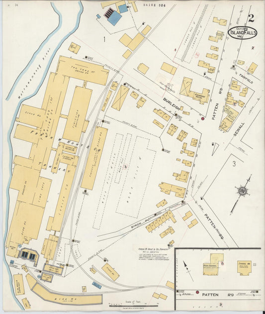 Sanborn Fire Insurance Map from Island Falls, Aroostook County, Maine (1929), Sheet #0002 - Historic Sanborn Fire Insurance Map Print, vintage old map wall art, antique decor, genealogy gift, Maine Maine map