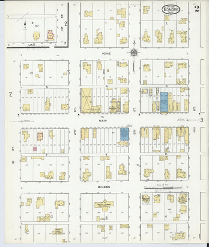 Sanborn Fire Insurance Map from Edmore, Montcalm County, Michigan (1918), Sheet #0002 - Complete Map Set gallery image, historic Sanborn map, vintage wall art, Michigan Michigan