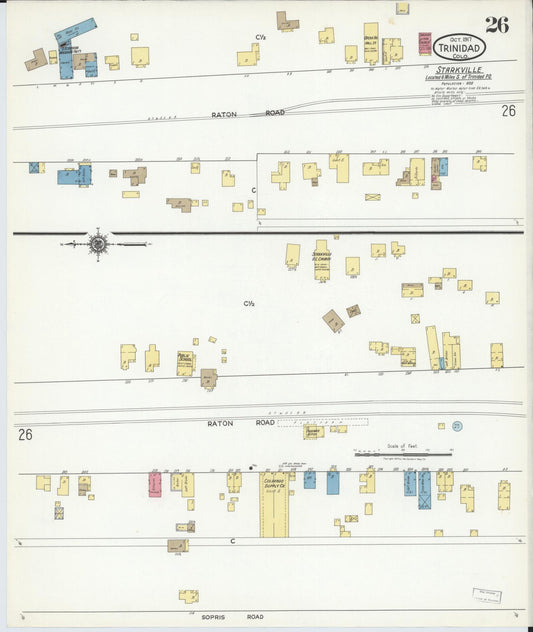 Sanborn Fire Insurance Map from Trinidad, Las Animas County, Colorado (1917), Sheet #0026 - Historic Sanborn Fire Insurance Map Print, vintage old map wall art, antique decor, genealogy gift, Colorado Colorado map