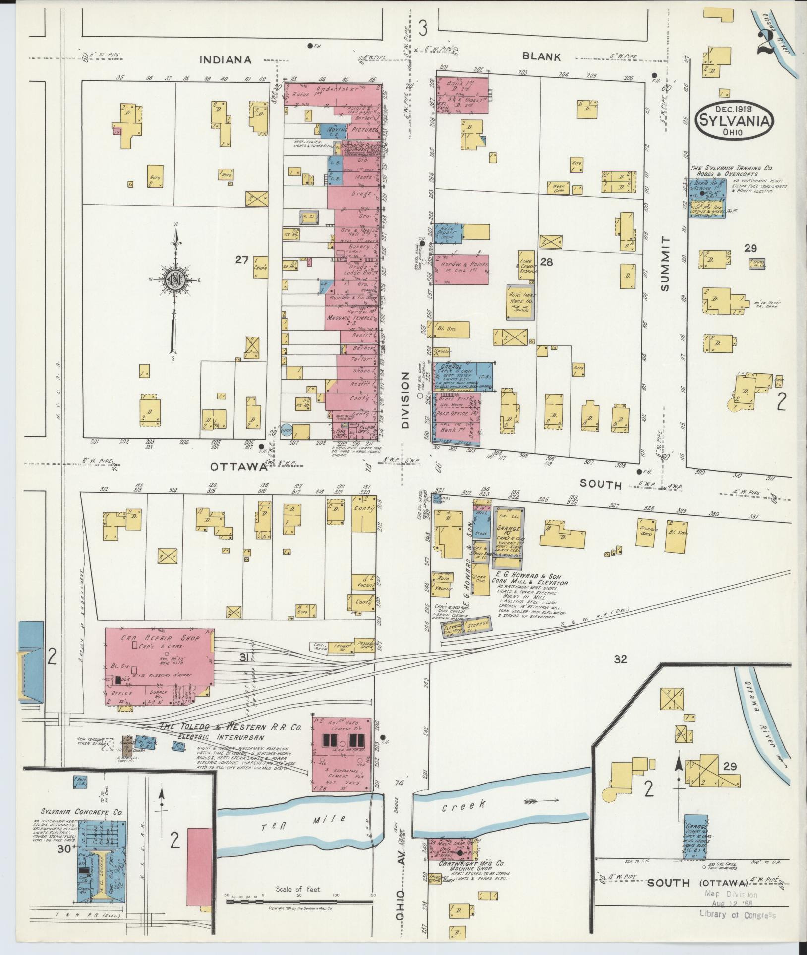 Sanborn Fire Insurance Map from Sylvania, Lucas County, Ohio (1919), Sheet #0002 - Complete Map Set gallery image, historic Sanborn map, vintage wall art, Ohio Ohio