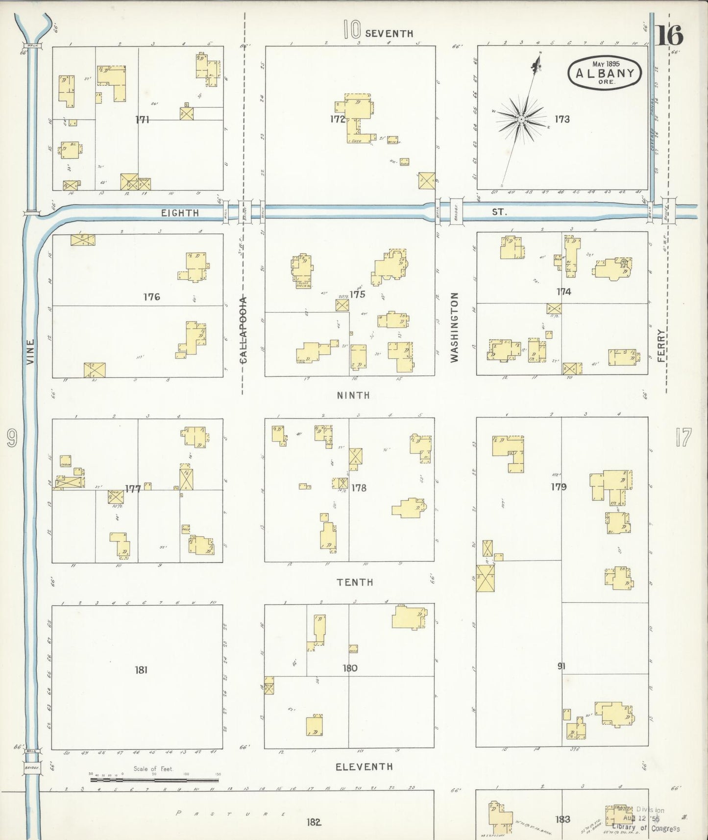 Sanborn Fire Insurance Map from Albany, Linn County, Oregon (1895), Sheet #0016 - Complete Map Set gallery image, historic Sanborn map, vintage wall art, Oregon Oregon