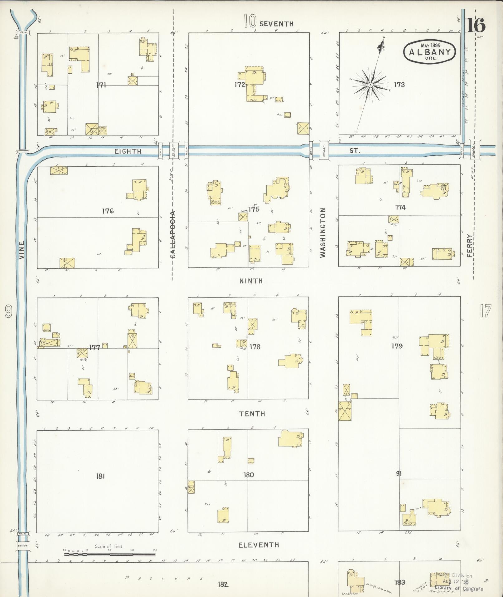 Sanborn Fire Insurance Map from Albany, Linn County, Oregon (1895), Sheet #0016 - Complete Map Set gallery image, historic Sanborn map, vintage wall art, Oregon Oregon