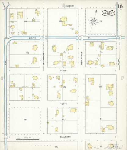 Sanborn Fire Insurance Map from Albany, Linn County, Oregon (1895), Sheet #0016 - Complete Map Set gallery image, historic Sanborn map, vintage wall art, Oregon Oregon