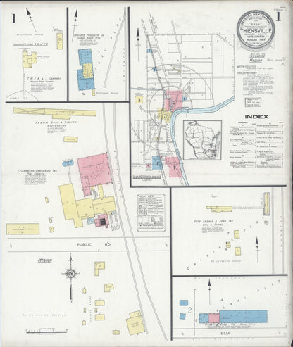 Sanborn Fire Insurance Map from Thiensville, Ozaukee County, Wisconsin (1929), Sheet #0001 - Historic Sanborn Fire Insurance Map Print, vintage old map wall art, antique decor, genealogy gift, Wisconsin Wisconsin map