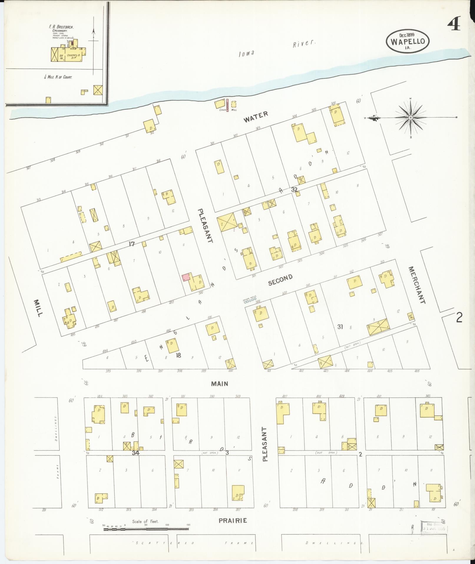 Sanborn Fire Insurance Map from Wapello, Louisa County, Iowa (1899), Sheet #0004 - Historic Sanborn Fire Insurance Map Print