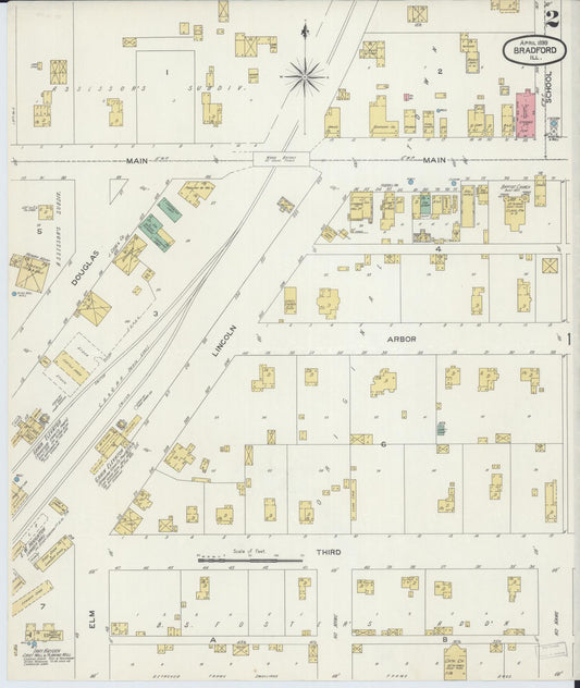 Sanborn Fire Insurance Map from Bradford, Stark County, Illinois (1899), Sheet #0002 - Historic Sanborn Fire Insurance Map Print, vintage old map wall art, antique decor, genealogy gift, Illinois Illinois map