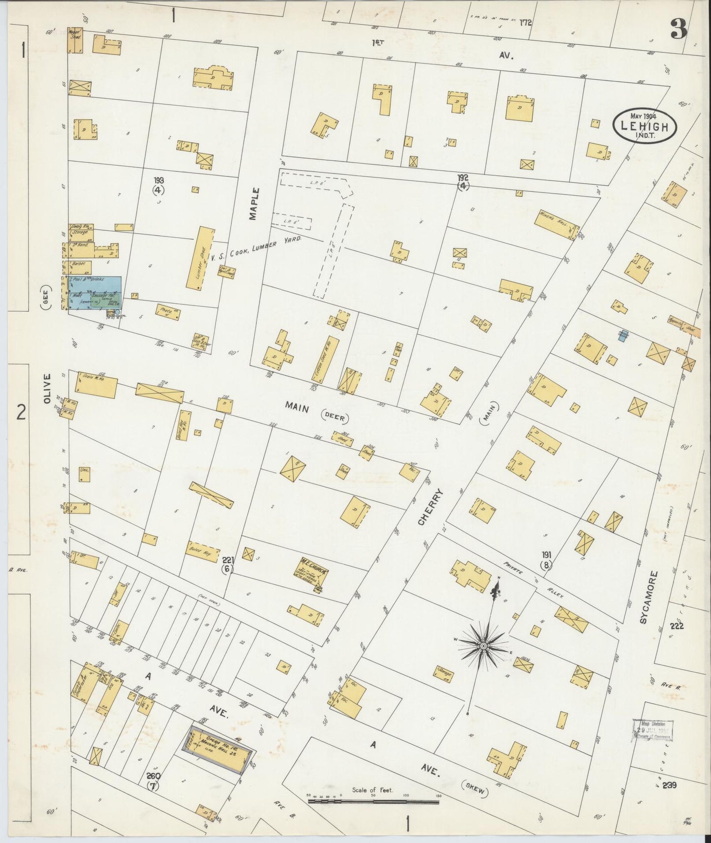 Sanborn Fire Insurance Map from Lehigh, Coal County, Oklahoma (1904), Sheet #0003 - Complete Map Set gallery image, historic Sanborn map, vintage wall art, Oklahoma Oklahoma